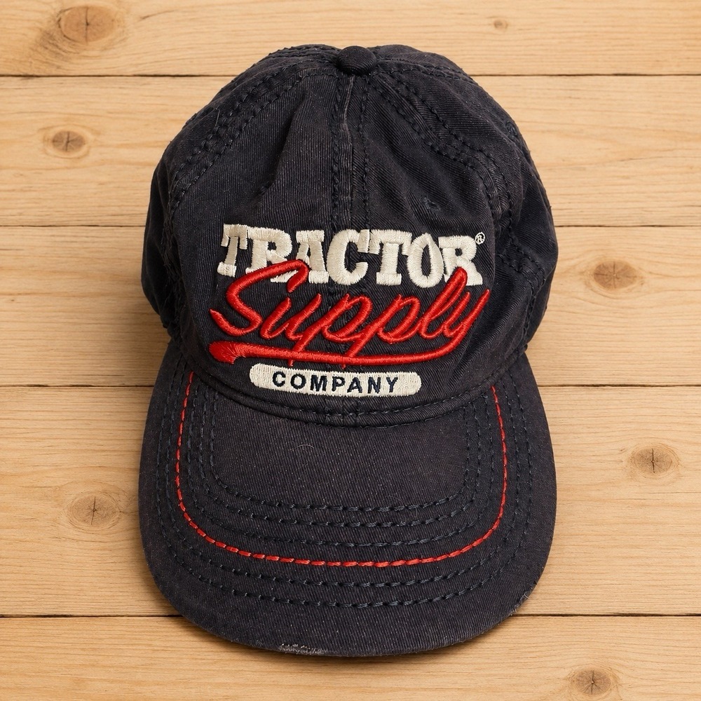 TRACTOR Supply Company Navy w Red White Hat Cap Strap Buckle Cotton[W]